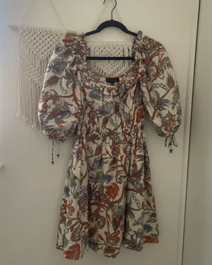 House of Harlow Paisley Print Puff Sleeve Mini Dress thumbnail 1