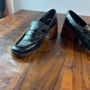 Dolce Vita Hoven Black Croc Embossed Leather Block Heel Penny Loafers Womens 9.5 thumbnail 10