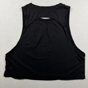 Lululemon Cut Back Crop Tank Women’s Size 10 Large Black Open Back Yoga Tank thumbnail 2