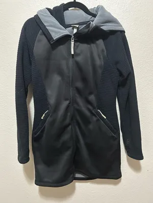 Bench Black Longline Softshell Fleeced Lined Hoodie Jacket Size Large Zip Up thumbnail 1