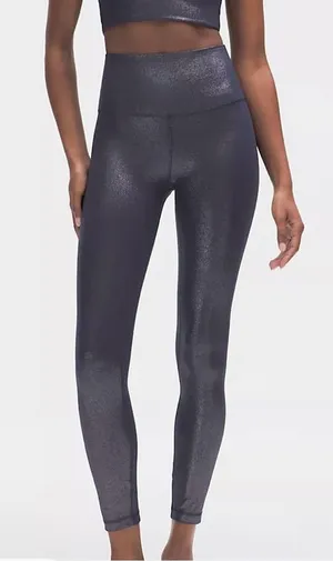 EUC Lululemon Align High-Rise Shimmer Leggings Luxe Shime Foil Navy Silver Sz. 4 thumbnail 1