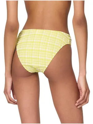NWT Kate Spade Plaid High Cut Bikini Bottom S9D533 Nappa Cabbage Green Muti XS thumbnail 2