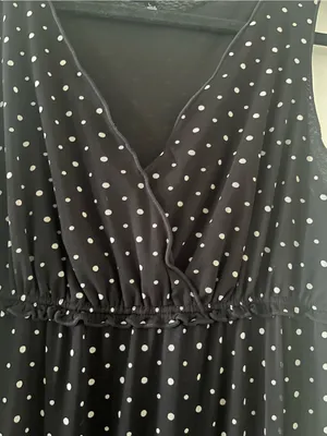 Relativity Black White Polka Dot Maxi Dress Large Sleeveless Empire Waist 90s thumbnail 4