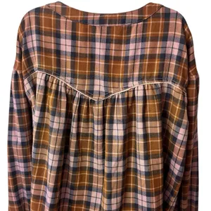 Free People‎ Cozy Dream Flannel Buttondown Oversized Raw Hem Feminine Outdoors L thumbnail 6