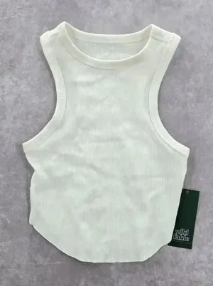 Wild‎ Fable White Ribbed Sleeveless Tank Top XXS thumbnail 1