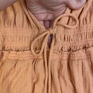 Free People Beach Bound Tie Front Smocked Tank Top Size S‎ Pink Orange thumbnail 3