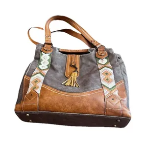 Catchfly Studio Bag Women's Textured Trim Tote Bag thumbnail 1