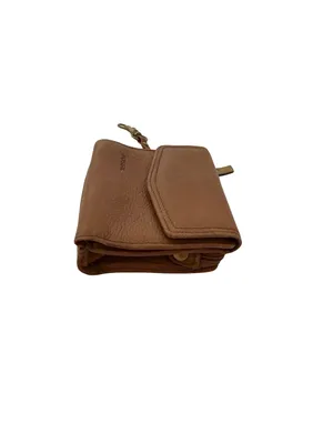 Fossil Tan Leather Trifold Wallet Keychain Clip Snap Cardholder One Size Women's thumbnail 4