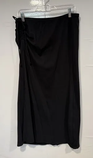 Aerie Classic Black Women's Drawstring Midi Skirt thumbnail 1