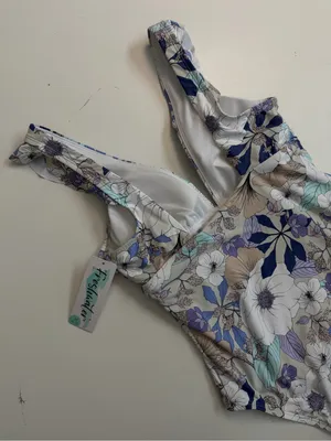 Freshwater Swimsuit One Piece Floral Ruffle Plunge Lined Removable Padding thumbnail 6