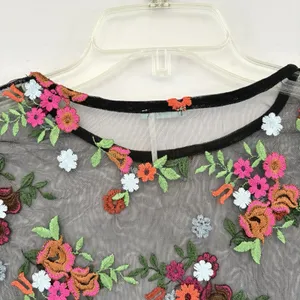 Kimchi Blue Womens Black Sheer Floral Embroidered Long Sleeve‎ Blouse Top Small thumbnail 8