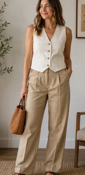 J. Crew High-Waist Wide-Leg Pants in Khaki thumbnail 1