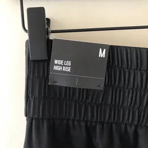 Express Satin High Rise Wide Leg Pant Ruffle Crop Tank Set, NWT, Medium, Black thumbnail 6