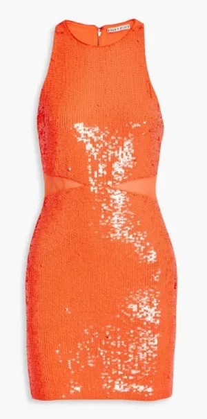 ALICE AND OLIVIA Cara Sequined Bodycon‎ Mini Dress Size 0 NWOT thumbnail 1