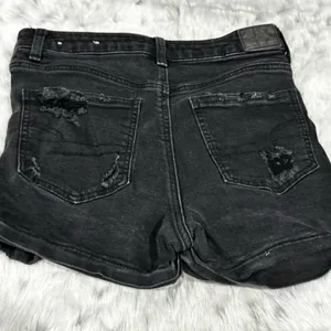 American Eagle Black Jean Shorts with Distressed sz 2 thumbnail 2