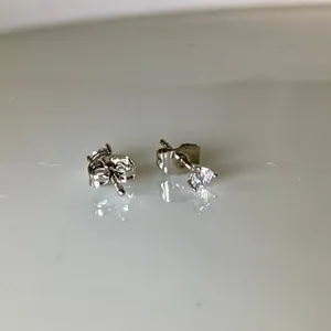 Small CZ Diamond Stud Earrings Silver thumbnail 7