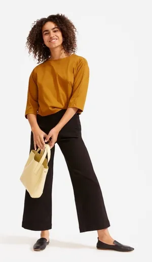 Everlane Wide Leg Cropped Black Jean Pants Size 2 thumbnail 1