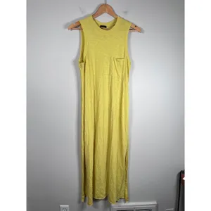 ATM Anthony Thomas Melillo Maxi Dress Womens Small Yellow Pima Cotton Slub comfy thumbnail 3
