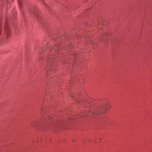 Life is Good T-shirt size small living on a pair rain boots print thumbnail 3