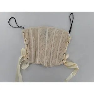 Forever 21 Ivory Lace Corset Bustier Lace Up Ribbon Coquette Y2K Romantic Fairy thumbnail 2