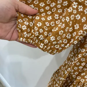 DRESS FORUM‎ LA | Mustard White Floral Balloon Sleeve Dress Tiered | Size S thumbnail 9