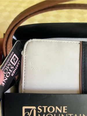 Stone Mountain Accessories White and Black Leather Wristlet with Brown Strap thumbnail 4