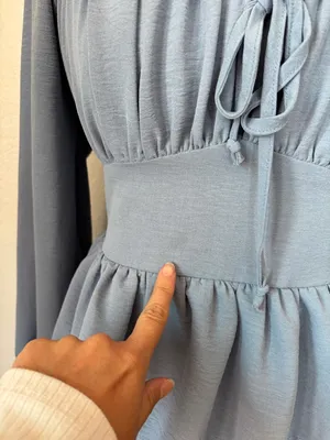 Blue Milkmaid Cottage Long Sleeve Ruffle Dress thumbnail 2