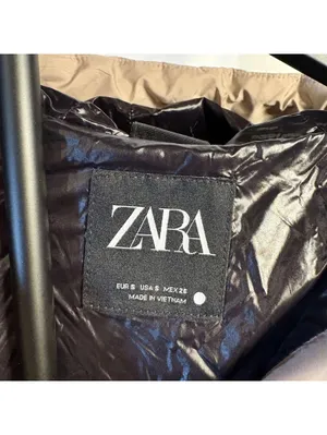 ZARA Beige Hooded Puffer Jacket Size S thumbnail 4