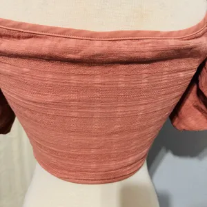 Windsor Women‎ Coral Peasant Lace-Up Off the Shoulder Cottagecore Cropped Top L thumbnail 9