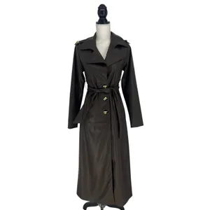 Wyld Blue Faux‎ Leather Trench Coat Dark Chocolate Size XS thumbnail 3