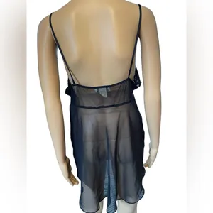 Seductive Wear Cinema Etoile Vintage Black Sheer Whimsygoth Lingerie Slip Top thumbnail 7