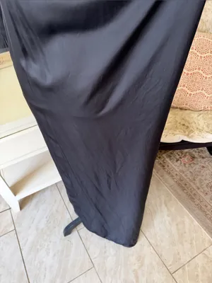 Maria Cornejo Black gothic satin Asymmetrical minimalist midi maxi slip Dress 6 thumbnail 7