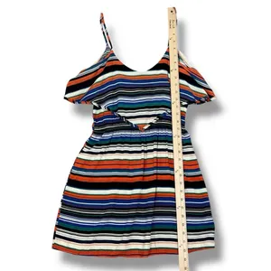 Exotik Y2K Striped Layered‎ Mini Dress Sundress Multicolor Small thumbnail 12