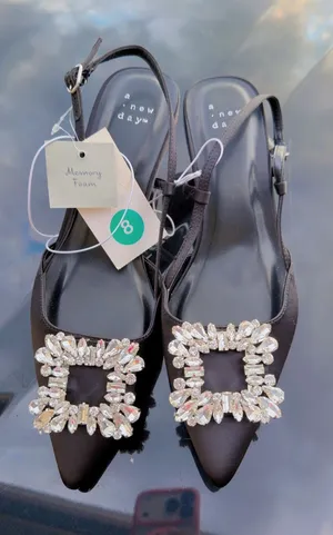 A New Day Black Rhinestone Buckle Slingback Flats Women’s Size 8 NWT thumbnail 1