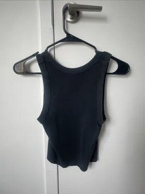 John Galt Classic Black Ribbed Crop Tank Top thumbnail 3
