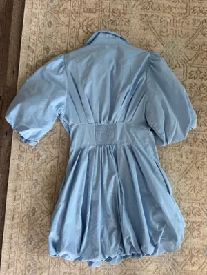 Maeve Light Blue Puff-Sleeve Mini Dress thumbnail 5