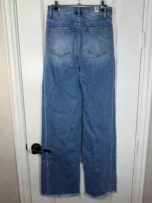 Altar'd State High Waisted Medium Wash Wide Leg Jeans with Raw Hem thumbnail 6
