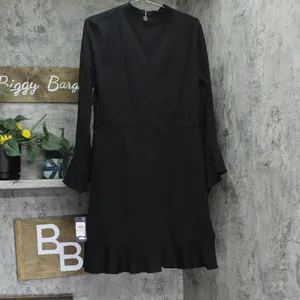 Tommy Hilfiger Womens Mock Neck Ruffled Long Sleeve Cocktail Midi Dress Black 12 thumbnail 3