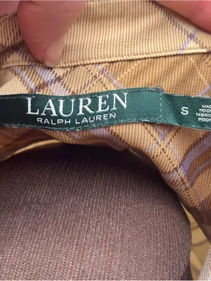 Lauren Ralph Lauren Women’s Beige Lilac Plaid Long Sleeve Mock Neck Blouse Sz S thumbnail 2
