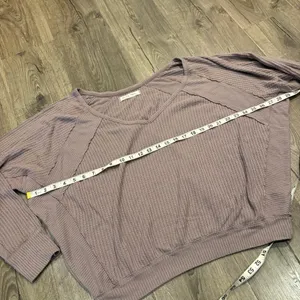 We The Free People Santa Clara V-neck Thermal Top S Oversized Gray Lavender Boho thumbnail 9