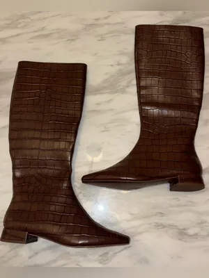 Gianni Bini Brown Crocodile Embossed Tall Knee High Boots Size 7.5M NWOB thumbnail 1