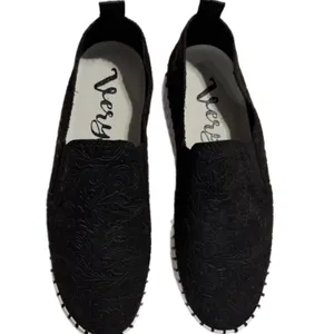 Very G Women Black Embossed Floral Slip On Platform Sneakers VGSP0271-001 Size 9 thumbnail 12