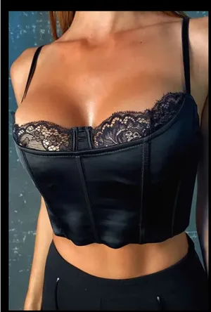 Meshki Corset Crop Top Black thumbnail 1
