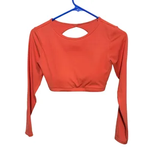 Aoxjox Clarissa‎ Backless Long Sleeve Crop Top Orange Gym Yoga XS thumbnail 6