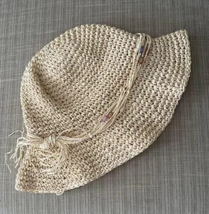 Golden Grove Trading Company Woven Sun Hat with Beading Detail Size S/M thumbnail 3