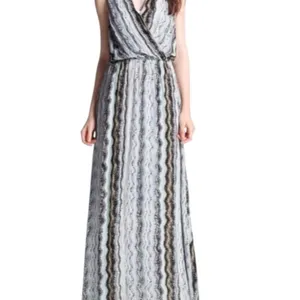 Anthropologie Ella Moss Sleeveless aqua brown chevron Maxi Dress Resortwear thumbnail 4