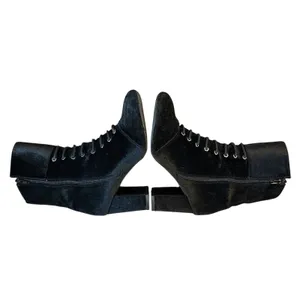 Jiba Velvet Lace Up Ankle Boots Womens 8 Black Goth‎ Victorian Steampunk Buckle thumbnail 12