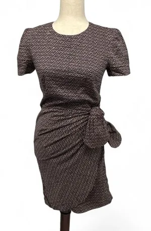 Emily and fin 100% cotton Navy and tan abstract dot print mini dress size XS thumbnail 1