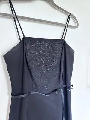 Vintage CDC Black‎ Beaded Spaghetti Strap Knee Length Dress Size 6 thumbnail 3