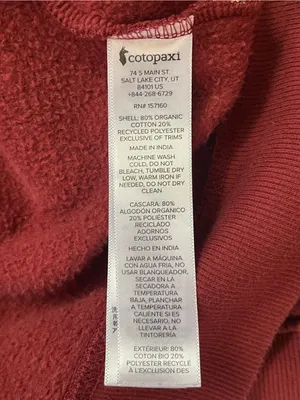 cotopaxi Do Good Organic full zip Hoodie burgundy XL streetwear loungewear fall thumbnail 8